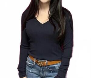 NEW CROWN JEWEL long sleeve raglan v neck in navy